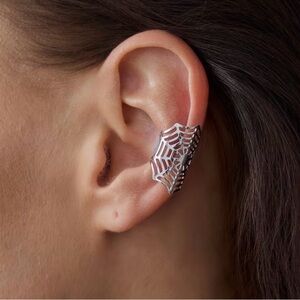 Silver Spider Web Ear Cuff